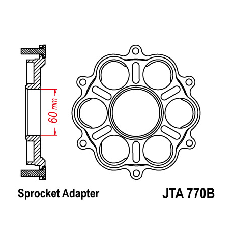 JT ADAPTER ZĘBATKI TYLNEJ DUCATI PANIGALE/S/R 1199 '12-'15, 1299 '15-'16, MONSTER 1200 '14-'16