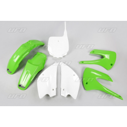 UFO, sada plastů, Kawasaki KX 85 '01-'12 barva OEM (zelená/bílá) (KA207KE999)