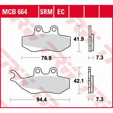 TRW LUCAS KLOCKI HAMULCOWE KH194 ORGANIC APRILIA RS 50 99-10, RX 50 95-06, PEGASO 125 92-95, RX 125 92-99, PRZÓD (PROMOCJA)