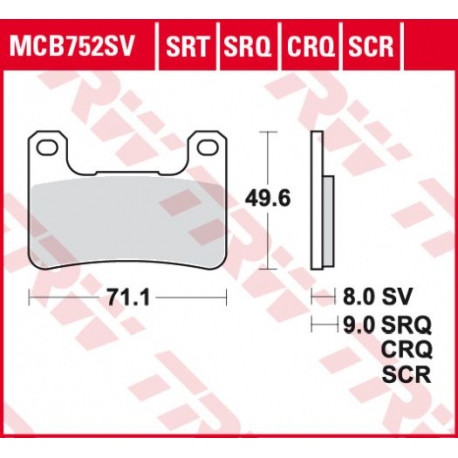 TRW LUCAS KLOCKI HAMULCOWE KH379 CARBON RACING (WYCZYNOWE) KAWASAKI HP2 18-, ZX10R 08-15, SUZUKI GSXR 600 / 750 04-10, GSXR 1000