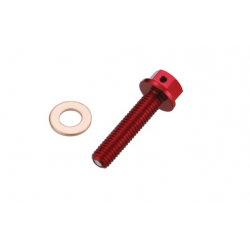 Accel, vypouštěcí šroub oleje Honda CRF 150 R '07-'16 (s magnetem), červená barva