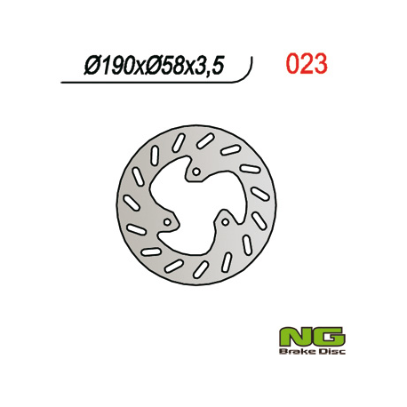 NG TARCZA HAMULCOWA PRZÓD/TYŁ YAMAHA SKUTER (190X58X3,5 / 3,7) APRILIA 50/125/150,PIAGGIO/MBK/YAMAHA,3 OTWORY ŚR.8,5