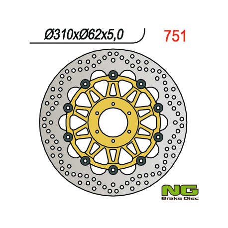 NG TARCZA HAMULCOWA PRZÓD HONDA CBR 900 98-99 (310x62x5) (6X6,5MM)
