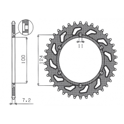 Sunstar, rozeta 4366 42 Ducati 944 ST2 '97-'03, 992 ST3 '04-'07 (JTR745.42) (řetěz525) (436642JT)