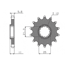 Sunstar, přední řetězové kolečko 727 13 Husqvarna CR/WR/TC/TE 125/250/300/310/410/510/610 (JTF824.13) (řetěz 520) (72713JT)