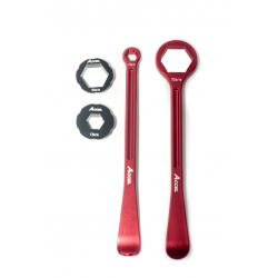 ACCEL 2020 NOWY TOWAR KOMPLET ŁYŻEK DO OPON (23+24CM) ALU7075 KUTE Z KLUCZAMI 10,13,17,27,32 MM KOLOR CZERWONY