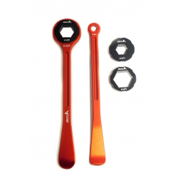 ACCEL 2020 NOWY TOWAR KOMPLET ŁYŻEK DO OPON (23+24CM) ALU7075 KUTE Z KLUCZAMI 10,13,17,22,27,32 MM KOLOR POMARAŃCZOWY