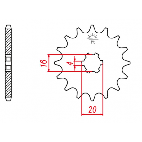 GROSSKOPF PROMOCJA ZĘBATKA PRZEDNIA 416 15 SUZUKI RM 80 '97-'01 (+2), RM 85 '02-'18 (+2), YAMAHA YZ 80 '81-'01 (+2) (JTF416.15)