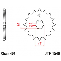 JT ZĘBATKA PRZEDNIA 504 14 KAWASAKI Z125 PRO (BR125) '17-'18 (JTF1540.14) (ŁAŃC. 420)