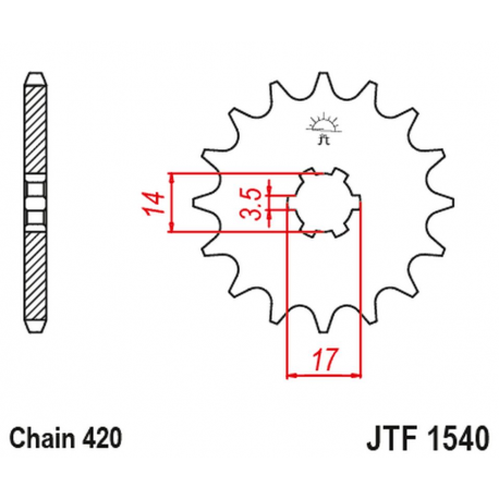 JT ZĘBATKA PRZEDNIA 504 14 KAWASAKI Z125 PRO (BR125) '17-'18 (JTF1540.14) (ŁAŃC. 420)