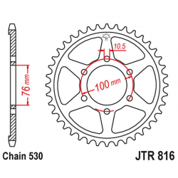 JT, rozeta 816 45 Suzuki GSXR1100, GSXR750 (92-95) (JTR816.45ZBK)* (řetěz 530), černá barva, - zaměnitelné s 825 45