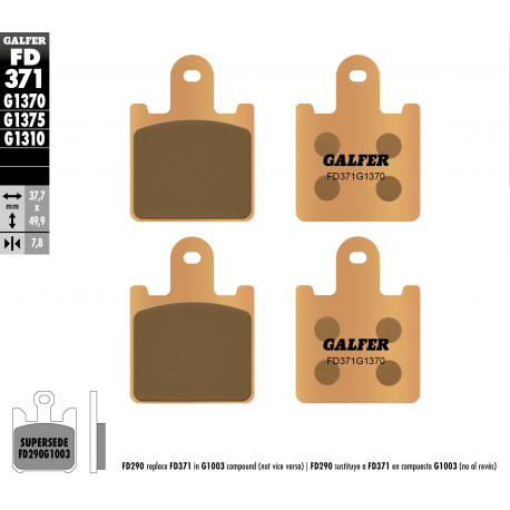 GALFER KLOCKI HAMULCOWE KH417/4 SPIEK METALICZNY (ZŁOTE) STREET, PRZÓD KAWASAKI ZX 6R '07- , Z 1000 '07-'09, GTR 1400, ZZR 1400
