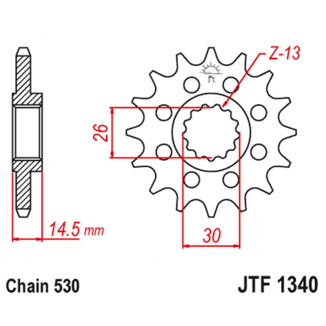 JT ZĘBATKA PRZEDNIA 1340 18 HONDA CB 1100 SA-E/F '14-'15, CB 1100 EX-E/F/G/H/J '15-'17 (JTF1340.18) (ŁAŃC. 530)