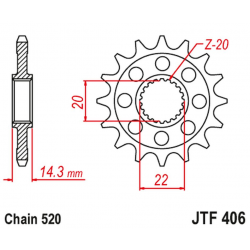 JT, přední řetězové kolečko, BMW G 310GS '19, G310R '19-'19 (JTF406.16)* (řetěz 520)