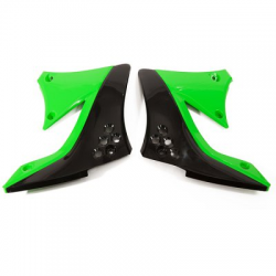 UFO, kryty chladičů, Kawasaki KXF 450 '09-'11 barva OEM (zelená/černá)