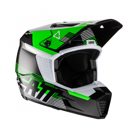 LEATT (nowy kod 2022) KASK MOTO 3.5 V22 HELMET BLACK KOLOR CZARNY/ZIELONY ROZMIAR XL 61-62 CM