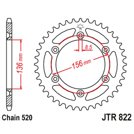 JT 2021/12 ZĘBATKA TYLNA 702 50 ALUMINIOWA RACELITE HUSQVARNA SM 610 (08-09), SUZUKI DR350 (90-03), RGV 250 (91-96) (70250JTA) (