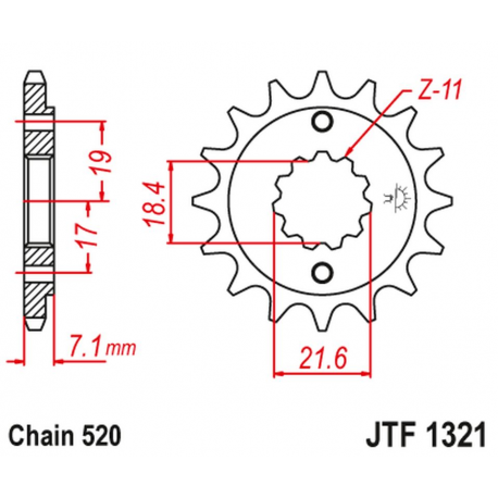 JT 2021/12 ZĘBATKA PRZEDNIA 2067 12 HONDA CBF 250, XR 250R (206712JT) (MOŻNA STOSOWAĆ JAKO 2506 12 ORAZ 2261 12) (ŁAŃC. 520)