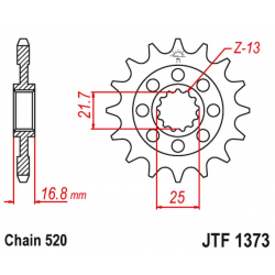 JT 2021/12 ZĘBATKA PRZEDNIA 2042 16 HONDA NC 750X/S/DCT '14-'15, INTEGRA 750 DCT '14-'15 (204216JT) (ŁAŃC. 520)