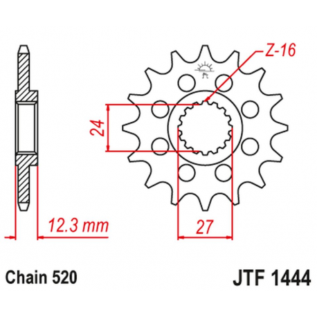 JT 2021/12 ZĘBATKA PRZEDNIA 2310 16 SUZUKI GSXR 1000 '17-20' (231016JT) (ŁAŃC. 520) KONWERSJA