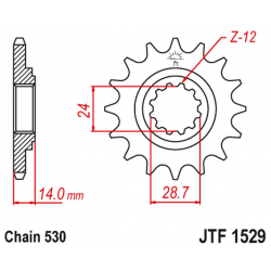 JT 2021/12 ZĘBATKA PRZEDNIA 2077 16 KAWASAKI ZRX 1100/1200 '97-06 (207716JT) (ŁAŃC. 530)