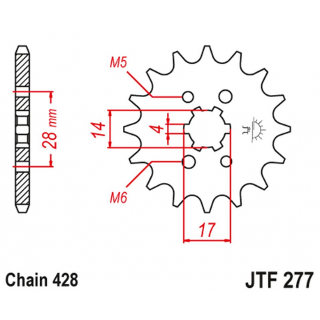 JT 2021/12 ZĘBATKA PRZEDNIA 2118 14 HONDA TRX 90 '93-19', CRF 125 '14-21', DERBI SENDA/MULHACEN/TERRA '07-14' (211814JT) (ŁAŃC.