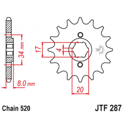 JT, přední řetězové kolečko 267 15 Honda CRF 230L '08-'10, XL 250R '84-'97 (26715JT) (řetěz 520)