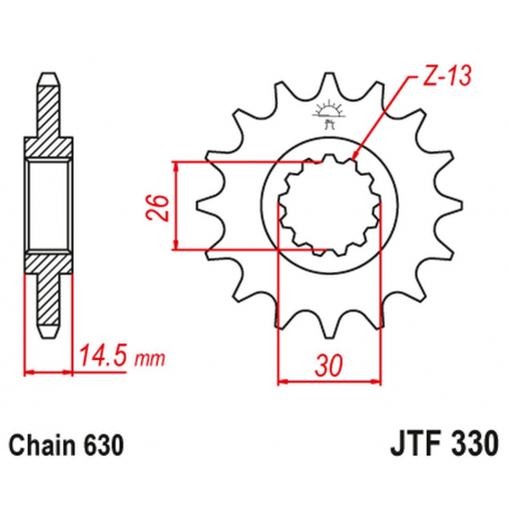 JT 2021/12 ZĘBATKA PRZEDNIA 333 15 HONDA CB 750 F/K '79-80' (RC01)(33315JT) (ŁAŃC. 630)