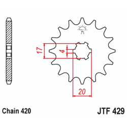 JT, přední řetězové kolečko 249 12 Suzuki RM 50 '81-81' (24912JT) (řetěz 420)
