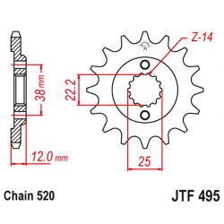 JT 2021/12 ZĘBATKA PRZEDNIA 495 15 DUCATI PASO SPORT 750 '86-90' (49515JT) (ŁAŃC. 520)