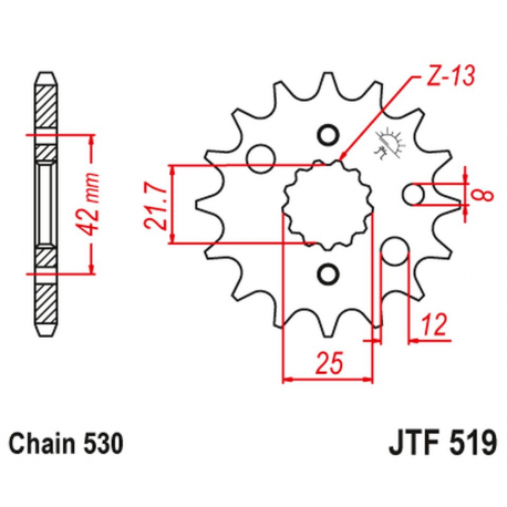 JT 2021/12 ZĘBATKA PRZEDNIA 566 16 / 513 16 KAWASAKI VN 800 A,B,C 96-06 (56616JT) (ŁAŃC. 530)