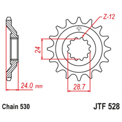 JT, přední řetězové kolečko 530 17 Kawasaki ZZ-R 1100 '90-92'(JTF528.17JT) (řetěz 530)