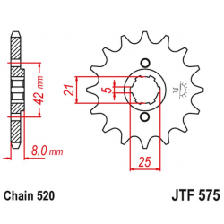JT 2021/12 ZĘBATKA PRZEDNIA 575 14 YAMAHA XT 600 '83-'86, TT600, XT550 (57514JT) (ŁAŃC. 520)