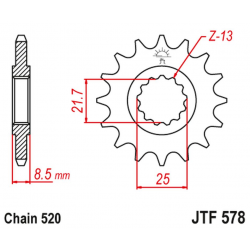 JT 2021/12 ZĘBATKA PRZEDNIA 585 17 KAWASAKI ZX-6R/RR '07-17, YAMAHA XTZ 750 '90-'98 (58517JT) (ŁAŃC. 520)
