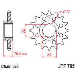 JT 2021/12 ZĘBATKA PRZEDNIA 2098 16 APRILIA 1000 RSV '98-09' (209816JT) (ŁAŃC. 520)
