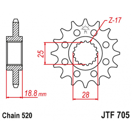 JT 2021/12 ZĘBATKA PRZEDNIA 2098 16 APRILIA 1000 RSV '98-09' (209816JT) (ŁAŃC. 520)