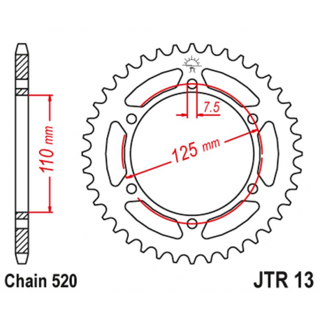 JT 2021/12 ZĘBATKA TYLNA 4357 44 HONDA CBR 600F '99-'00 (PC35 (+1) (435744JT) (ŁAŃC. 525)