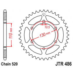 JT, rozeta 504 42 Kawasaki EX300 NINJA '13-'17 (50442JT) (řetěz 520) černá