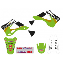 TECNOSEL KOMPLET NAKLEJEK (OKLEIN) KAWASAKI KX 125/250 '99-'02, REPLICA OEM KAWASAKI '00