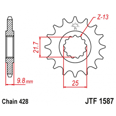 JT 2021/12 ZĘBATKA PRZEDNIA 2049 20 YAMAHA FZR 400 '88-95', SR 400 '88-17' SR 500 '91-00' (204920JT) (ŁAŃC. 428)
