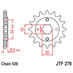 JT 2021/12 ZĘBATKA PRZEDNIA 2046 14 HONDA CA 125 '95-01', CB/CBX/CM/CMX 250 '83-16' (204614JT) (ŁAŃC. 520)
