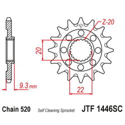 JT, přední řetězové kolečko 2146 14 Kawasaki KXF 250 '06-'17, samočistící, (214614JT) (řetěz 520)