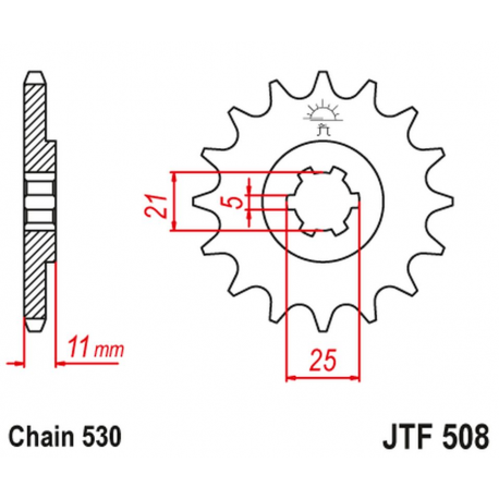 JT 2021/12 ZĘBATKA PRZEDNIA 722 14 CAGIVA 350 ALA ROSSA '83-84' KAWASAKI KH400/500 '72-77' (72214JT) (ŁAŃC. 530) NA ZAMÓWIENIE
