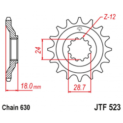 JT 2021/12 ZĘBATKA PRZEDNIA 524 15 KAWASAKI GPZ 1100 '83-85' (52415JT) (ŁAŃC. 630)