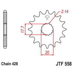 JT 2021/12 ZĘBATKA PRZEDNIA 577 20 YAMAHA DT 125R '93-'06 (57720JT) (ŁAŃC. 428)