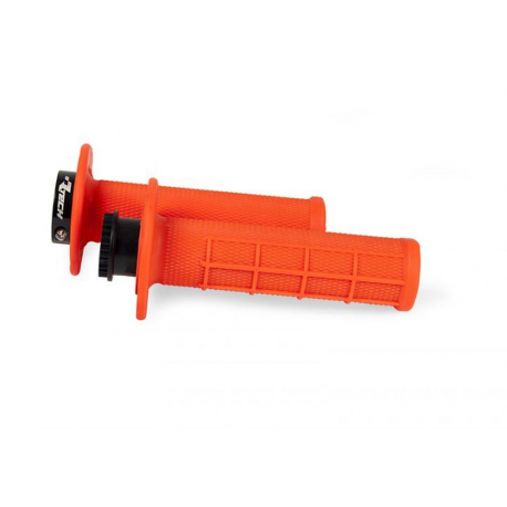 RACETECH 2022/04 MANETKI R20 LOCK-ON (22+25MM) KOLOR POMARAŃCZOWY NEON (HALF WAFFLE) + 8 ADAPTERÓW ROLGAZU