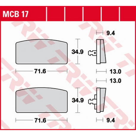 TRW LUCAS ZF KLOCKI HAMULCOWE KH022 ORGANIC BMW R65, R75/6, R75/7, R80/7, R 90S, R100/7, R 100RS/RT/S/T '73-'80 PRZÓD