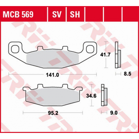 TRW LUCAS ZF KLOCKI HAMULCOWE KH129 SINTER STREET KAWASAKI GPZ 400R '89-, ZZR 500/600 '90-'92, GPX 600R '88-'99, ZR 750 '91-'99,
