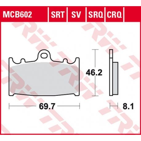 TRW LUCAS ZF KLOCKI HAMULCOWE KH158 SINTER ROAD/TRACK HUSABERG FS 450 '03-'05, FS 650 '01-'05, KAWASAKI ZZR 500 '90-'05, SUZUKI