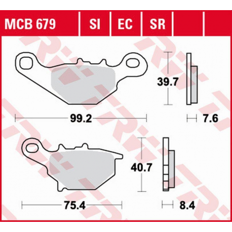 TRW LUCAS ZF KLOCKI HAMULCOWE KH230 SINTER OFFROAD KAWASAKI KLX 125 '03-'06, KMX 125 '99-'03, SUZUKI TR 50 '97-'00, UG 110 '98-'